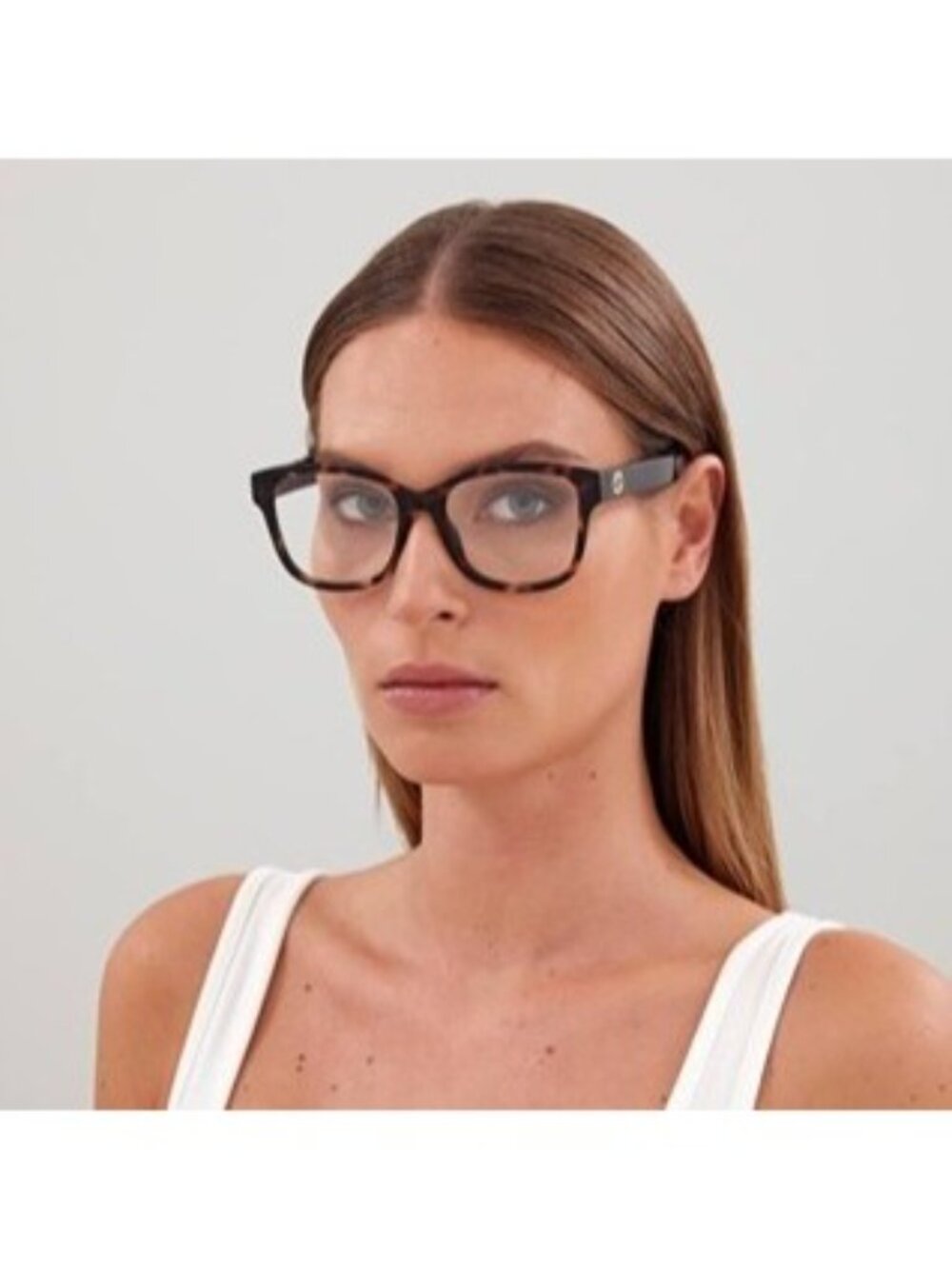 Gucci GG1340O 010 Eyeglasses Shiny Black/Blue 55mm Square Frame - Picture 3 of 11